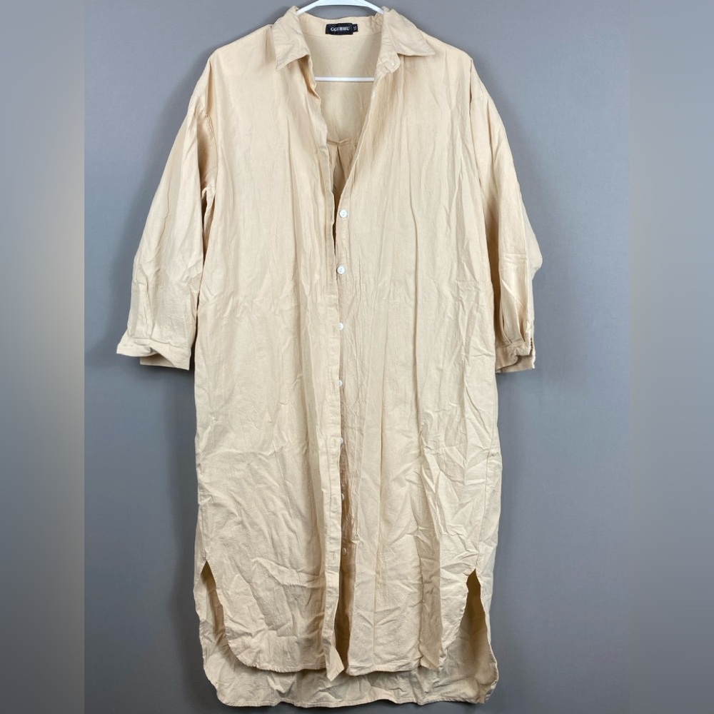 GGUHHU Beige Longline Top Size XS Casual Minimalist Shirt